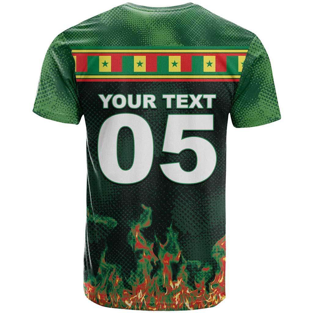 Custom Senegal Football T shirt Fiery Lion Halftone Mix Gradient Map Style
