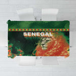 Senegal Football Tablecloth Fiery Lion Halftone Mix Gradient Map Style
