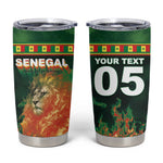 Custom Senegal Football Tumbler Cup Fiery Lion Halftone Mix Gradient Map Style