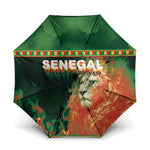 Senegal Football Umbrella Fiery Lion Halftone Mix Gradient Map Style