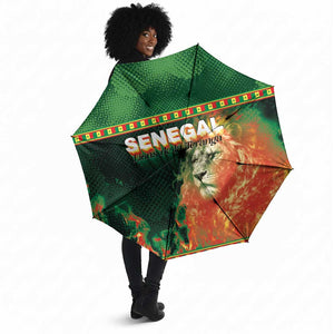 Senegal Football Umbrella Fiery Lion Halftone Mix Gradient Map Style