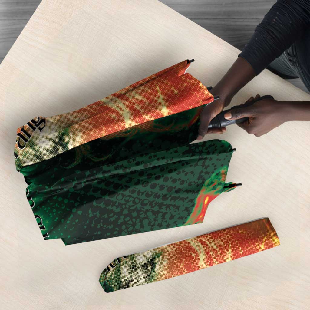 Senegal Football Umbrella Fiery Lion Halftone Mix Gradient Map Style
