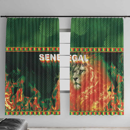 Senegal Football Window Curtain Fiery Lion Halftone Mix Gradient Map Style