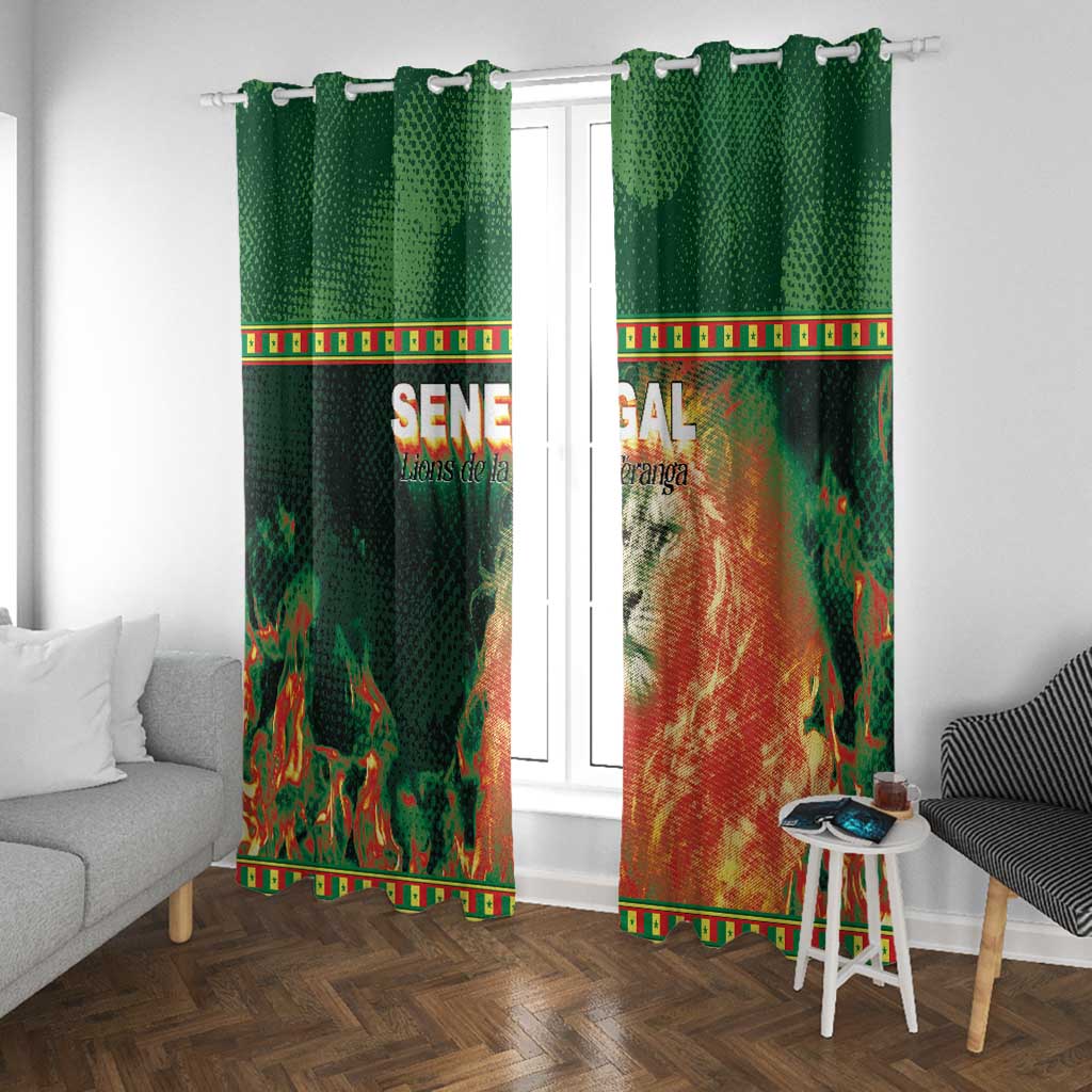 Senegal Football Window Curtain Fiery Lion Halftone Mix Gradient Map Style