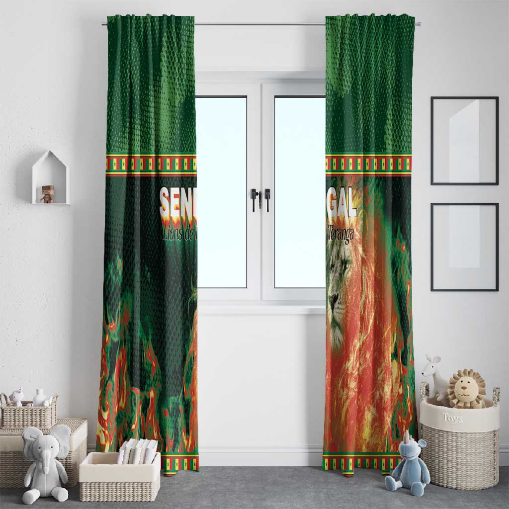 Senegal Football Window Curtain Fiery Lion Halftone Mix Gradient Map Style