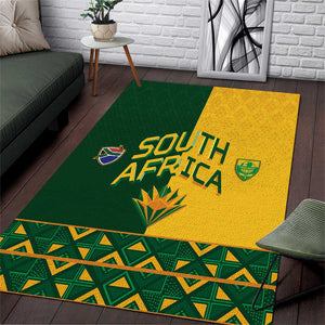 South Africa Football Area Rug Diamond Protea Flower Symmetrical Style