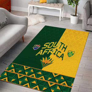 South Africa Football Area Rug Diamond Protea Flower Symmetrical Style