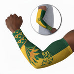 Custom South Africa Football Arm Sleeves Diamond Protea Flower Symmetrical Style