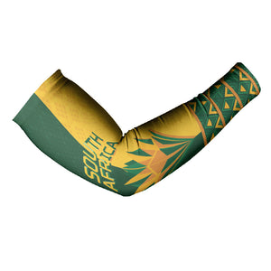 Custom South Africa Football Arm Sleeves Diamond Protea Flower Symmetrical Style