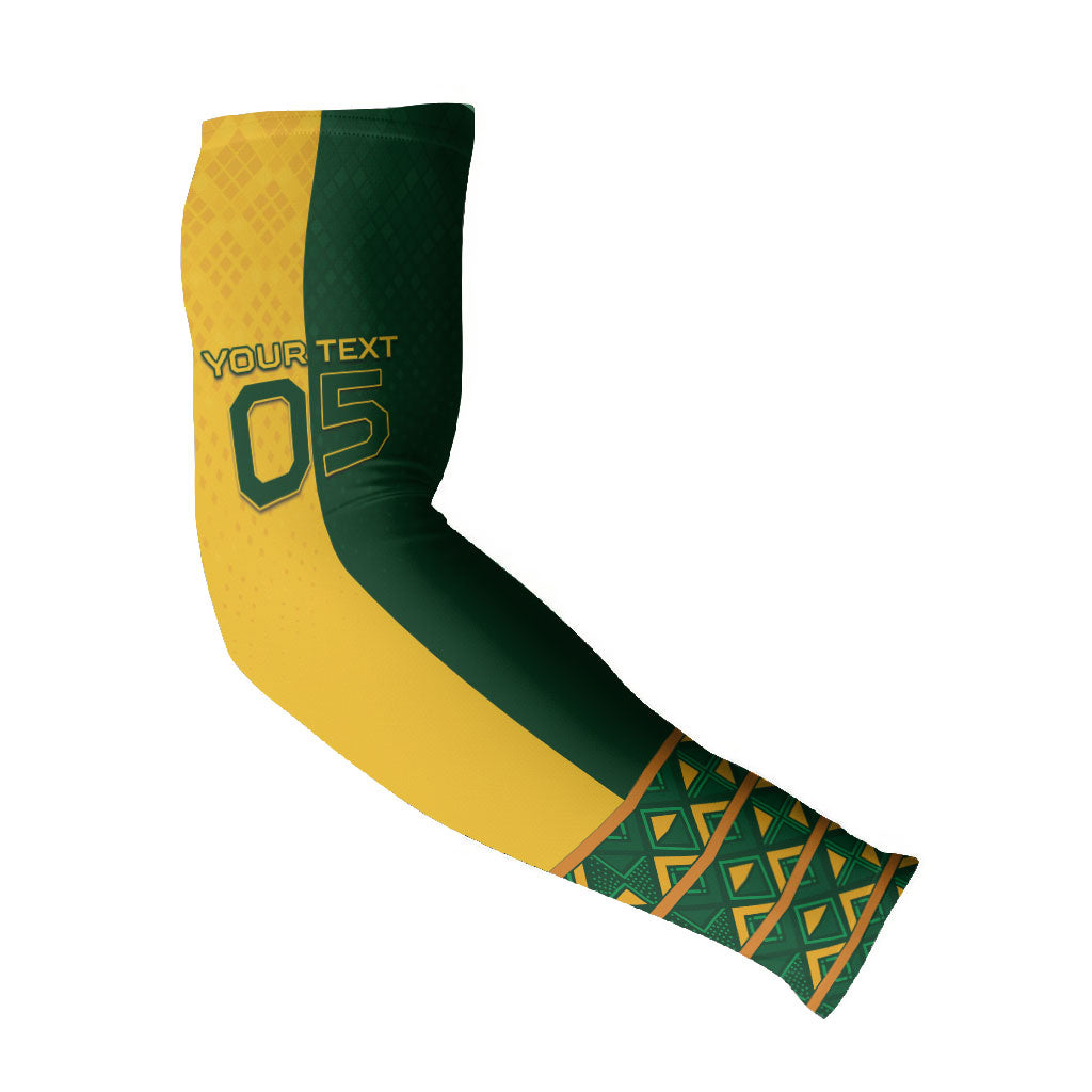 Custom South Africa Football Arm Sleeves Diamond Protea Flower Symmetrical Style