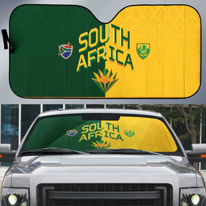 South Africa Football Auto Sun Shade Diamond Protea Flower Symmetrical Style