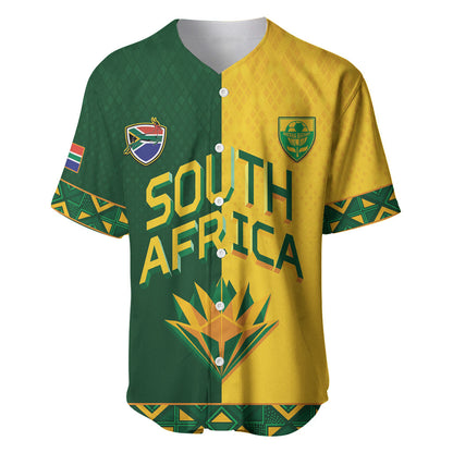 Custom South Africa Football Baseball Jersey Diamond Protea Flower Symmetrical Style