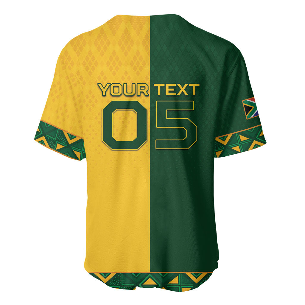 Custom South Africa Football Baseball Jersey Diamond Protea Flower Symmetrical Style
