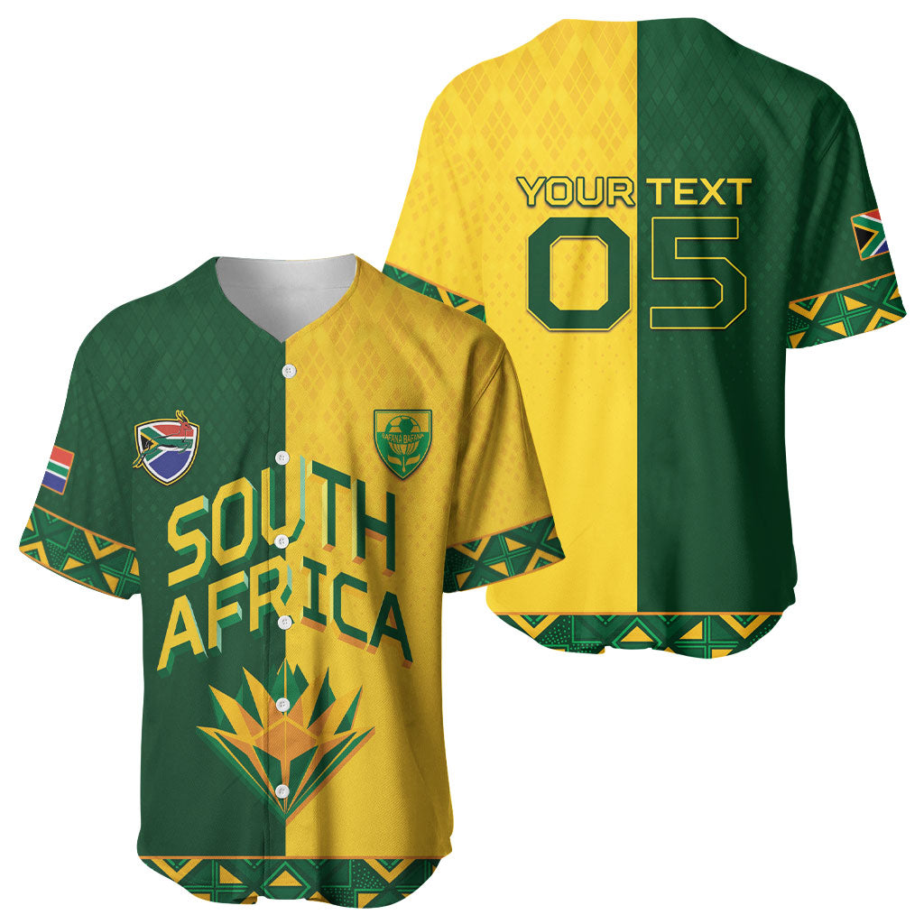 Custom South Africa Football Baseball Jersey Diamond Protea Flower Symmetrical Style