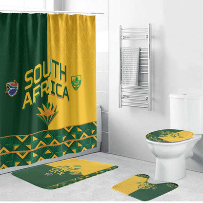 South Africa Football Bathroom Set Diamond Protea Flower Symmetrical Style