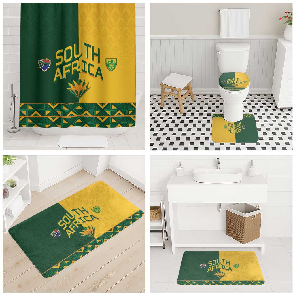 South Africa Football Bathroom Set Diamond Protea Flower Symmetrical Style