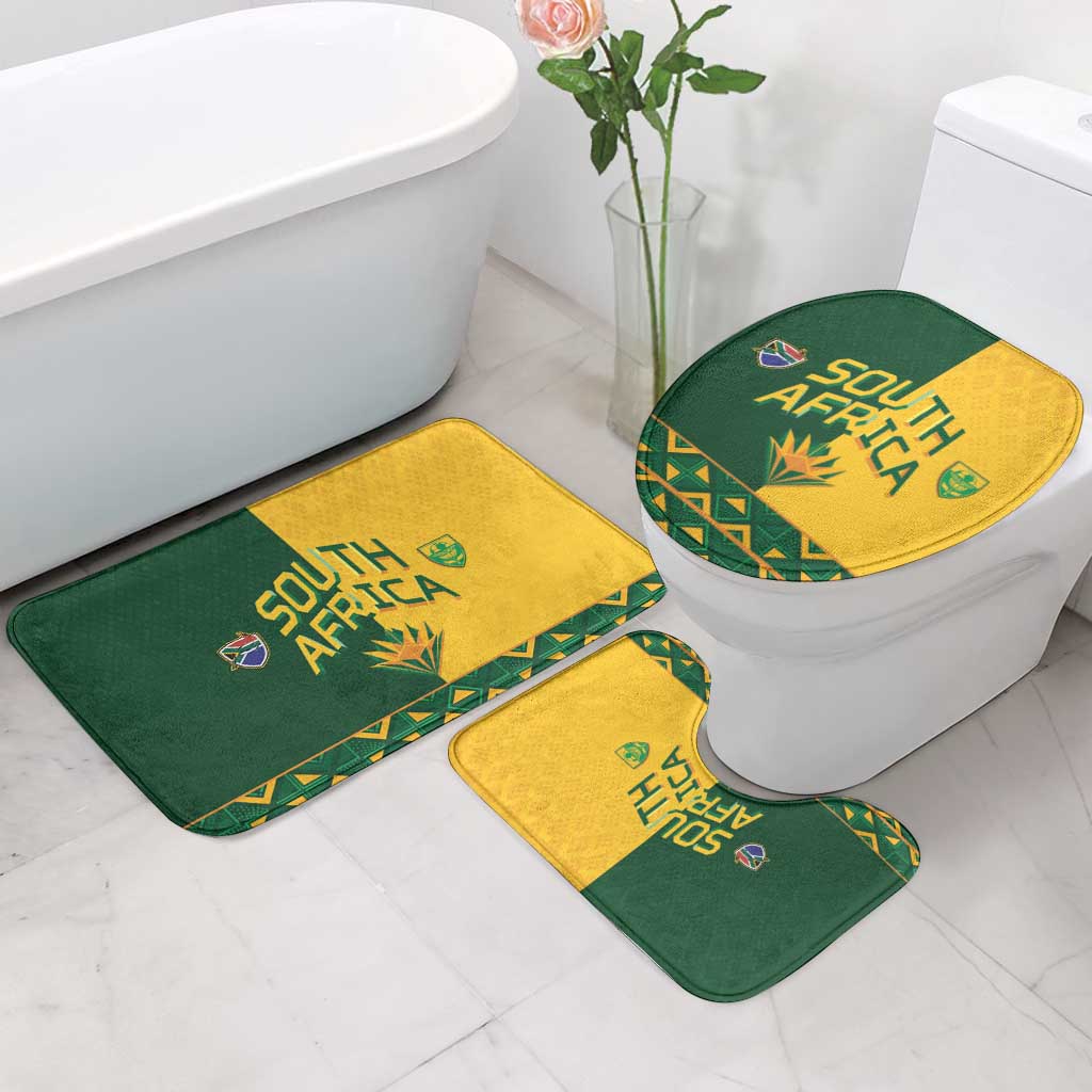 South Africa Football Bathroom Set Diamond Protea Flower Symmetrical Style