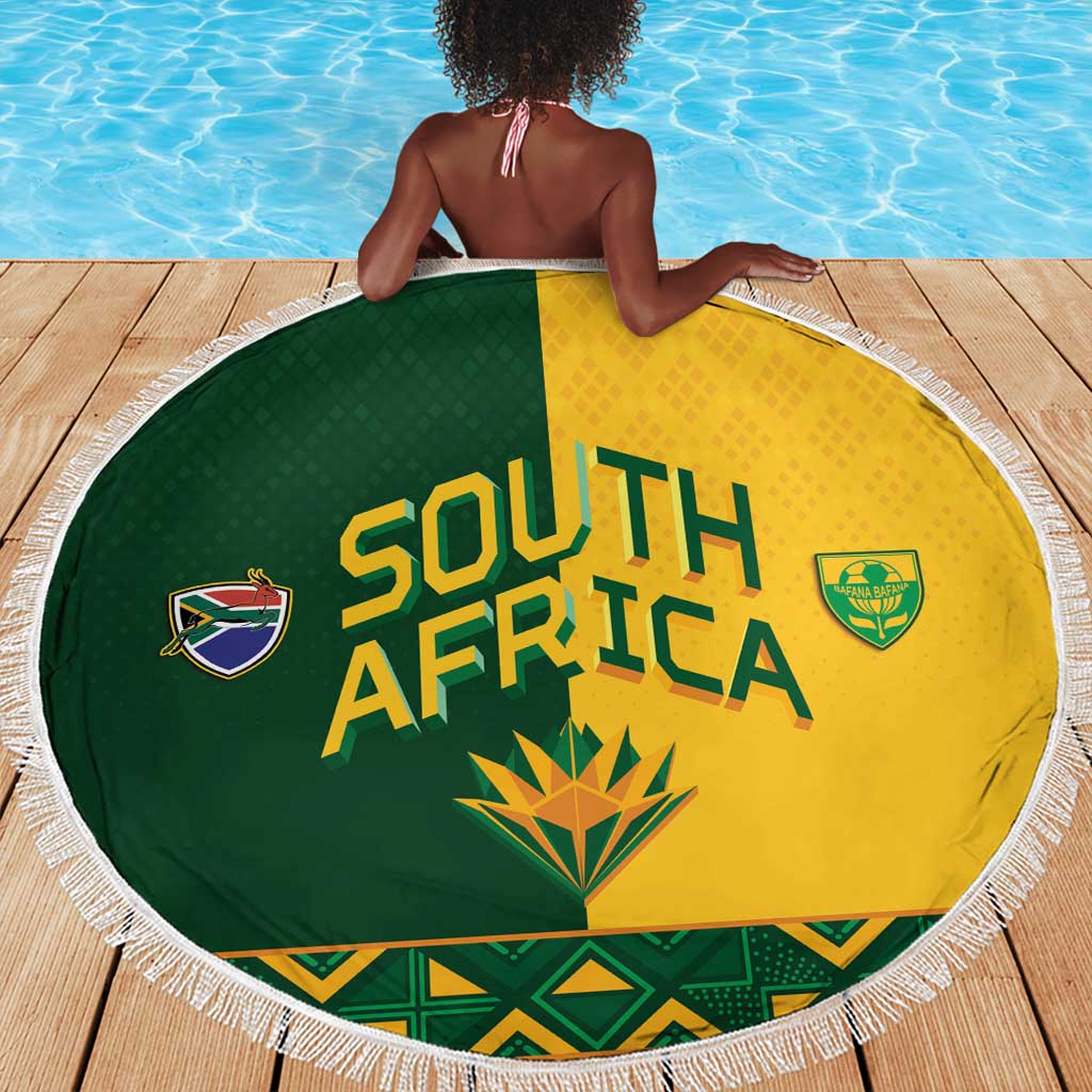 South Africa Football Beach Blanket Diamond Protea Flower Symmetrical Style