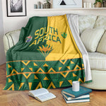 South Africa Football Blanket Diamond Protea Flower Symmetrical Style