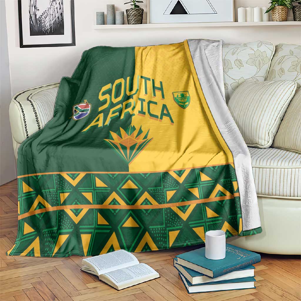 South Africa Football Blanket Diamond Protea Flower Symmetrical Style