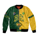 Custom South Africa Football Bomber Jacket Diamond Protea Flower Symmetrical Style