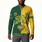 Custom South Africa Football Button Sweatshirt Diamond Protea Flower Symmetrical Style