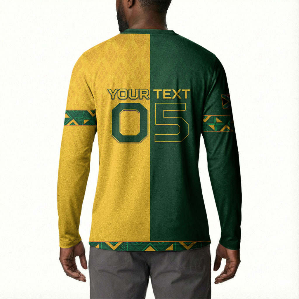 Custom South Africa Football Button Sweatshirt Diamond Protea Flower Symmetrical Style