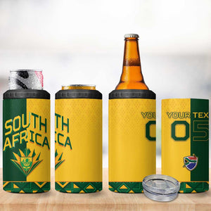 Custom South Africa Football 4 in 1 Can Cooler Tumbler Diamond Protea Flower Symmetrical Style