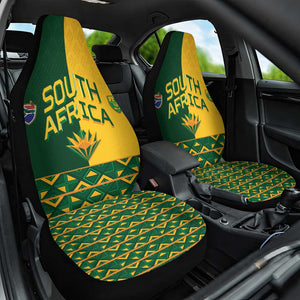 South Africa Football Car Seat Cover Diamond Protea Flower Symmetrical Style