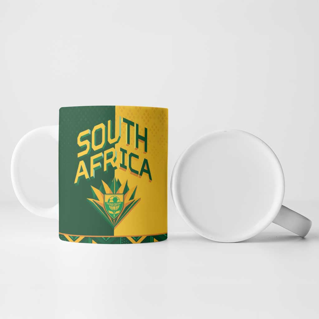 Custom South Africa Football Ceramic Mug Diamond Protea Flower Symmetrical Style