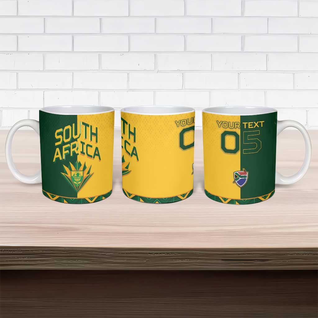 Custom South Africa Football Ceramic Mug Diamond Protea Flower Symmetrical Style