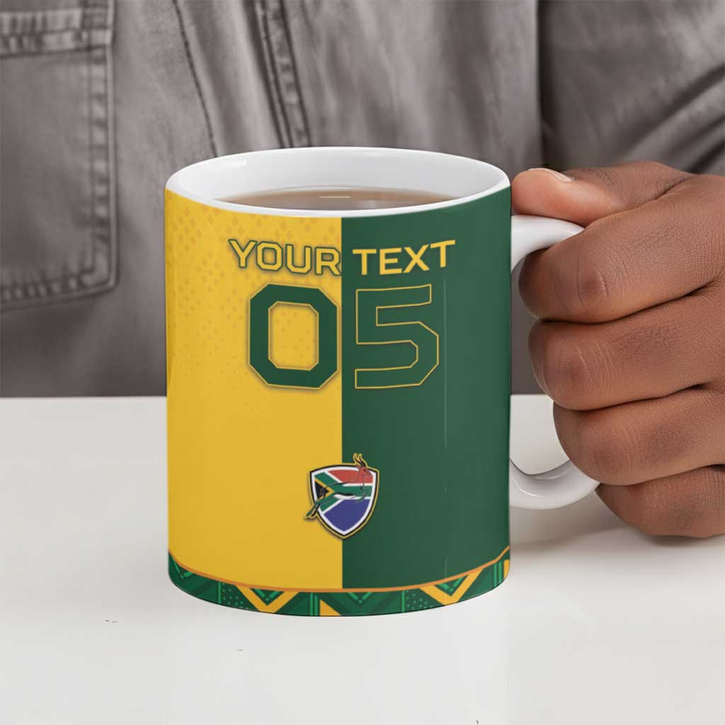 Custom South Africa Football Ceramic Mug Diamond Protea Flower Symmetrical Style