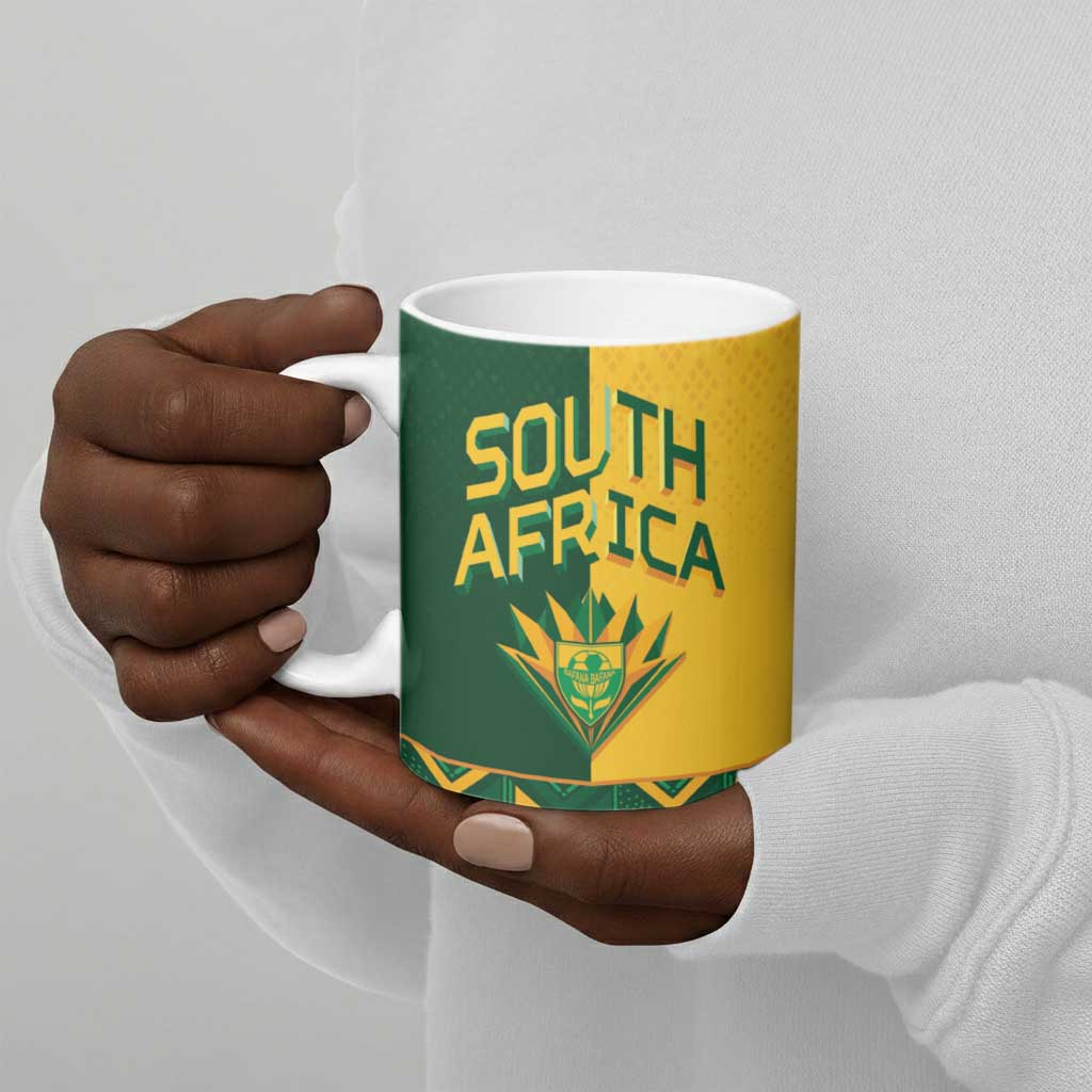 Custom South Africa Football Ceramic Mug Diamond Protea Flower Symmetrical Style