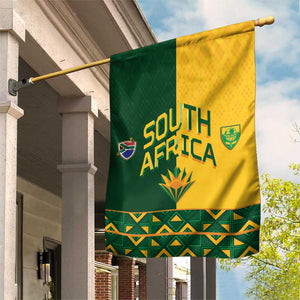 South Africa Football Garden Flag Diamond Protea Flower Symmetrical Style