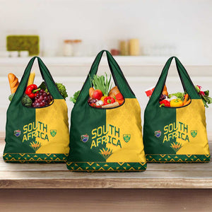 South Africa Football Grocery Bag Diamond Protea Flower Symmetrical Style