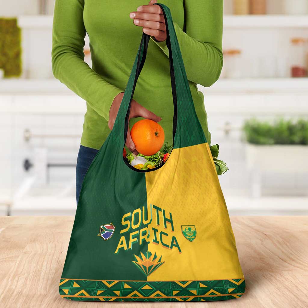 South Africa Football Grocery Bag Diamond Protea Flower Symmetrical Style
