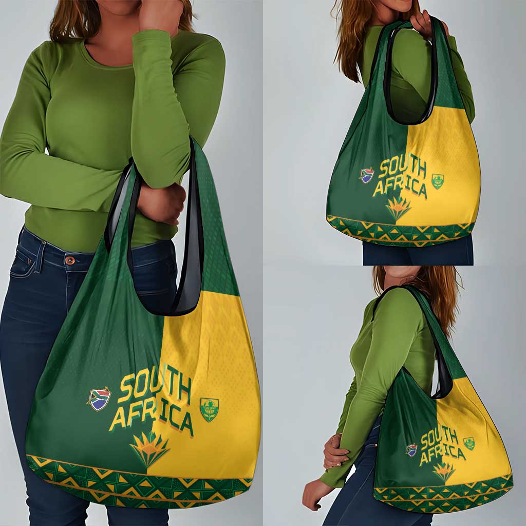 South Africa Football Grocery Bag Diamond Protea Flower Symmetrical Style