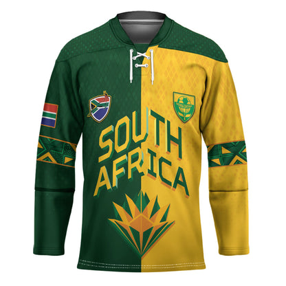 Custom South Africa Football Hockey Jersey Diamond Protea Flower Symmetrical Style