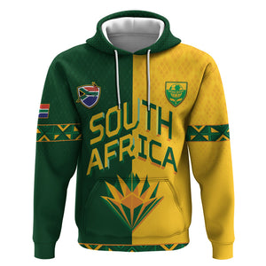 Custom South Africa Football Hoodie Diamond Protea Flower Symmetrical Style