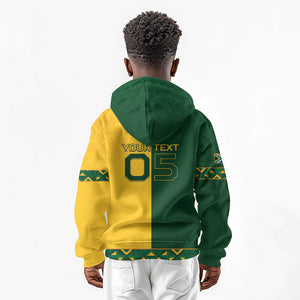 Custom South Africa Football Kid Hoodie Diamond Protea Flower Symmetrical Style