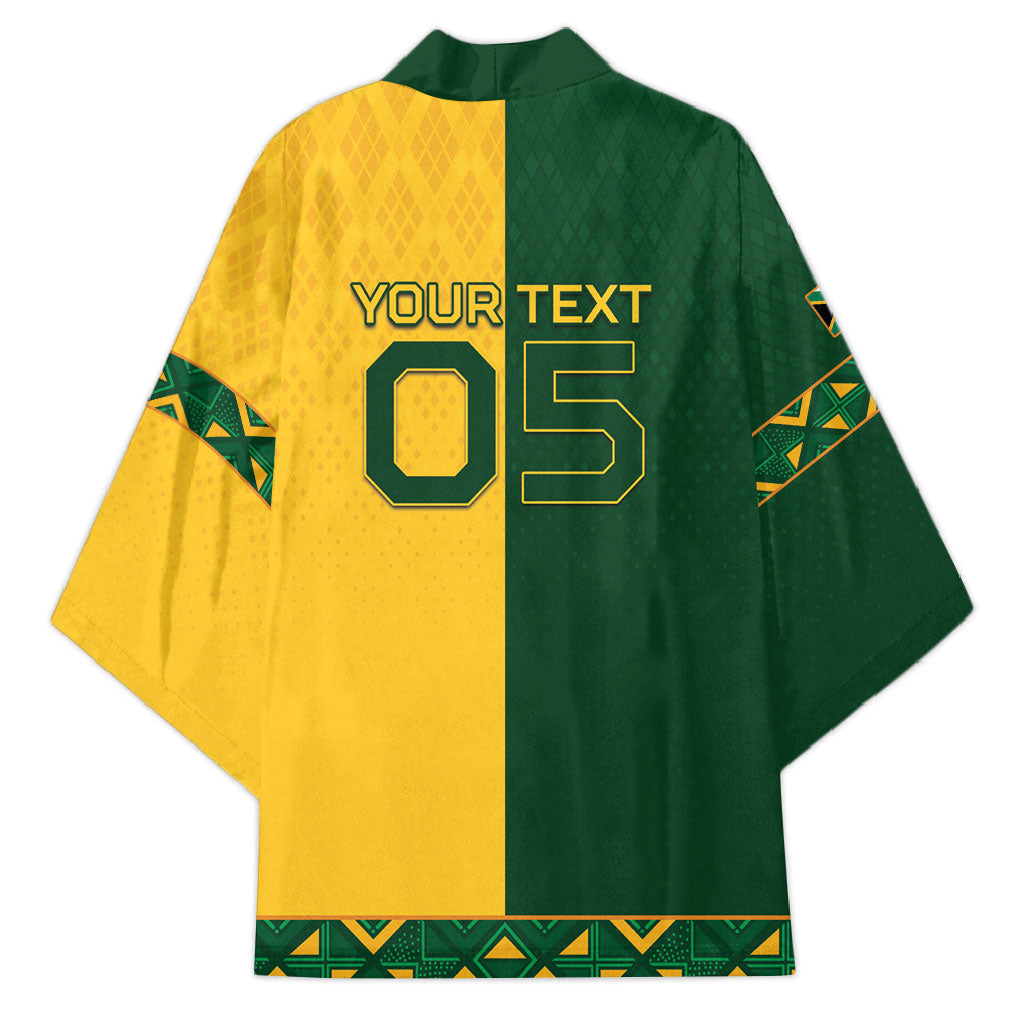 Custom South Africa Football Kimono Diamond Protea Flower Symmetrical Style