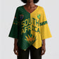 Custom South Africa Football Kimono Sleeve Blouse Diamond Protea Flower Symmetrical Style