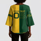 Custom South Africa Football Kimono Sleeve Blouse Diamond Protea Flower Symmetrical Style