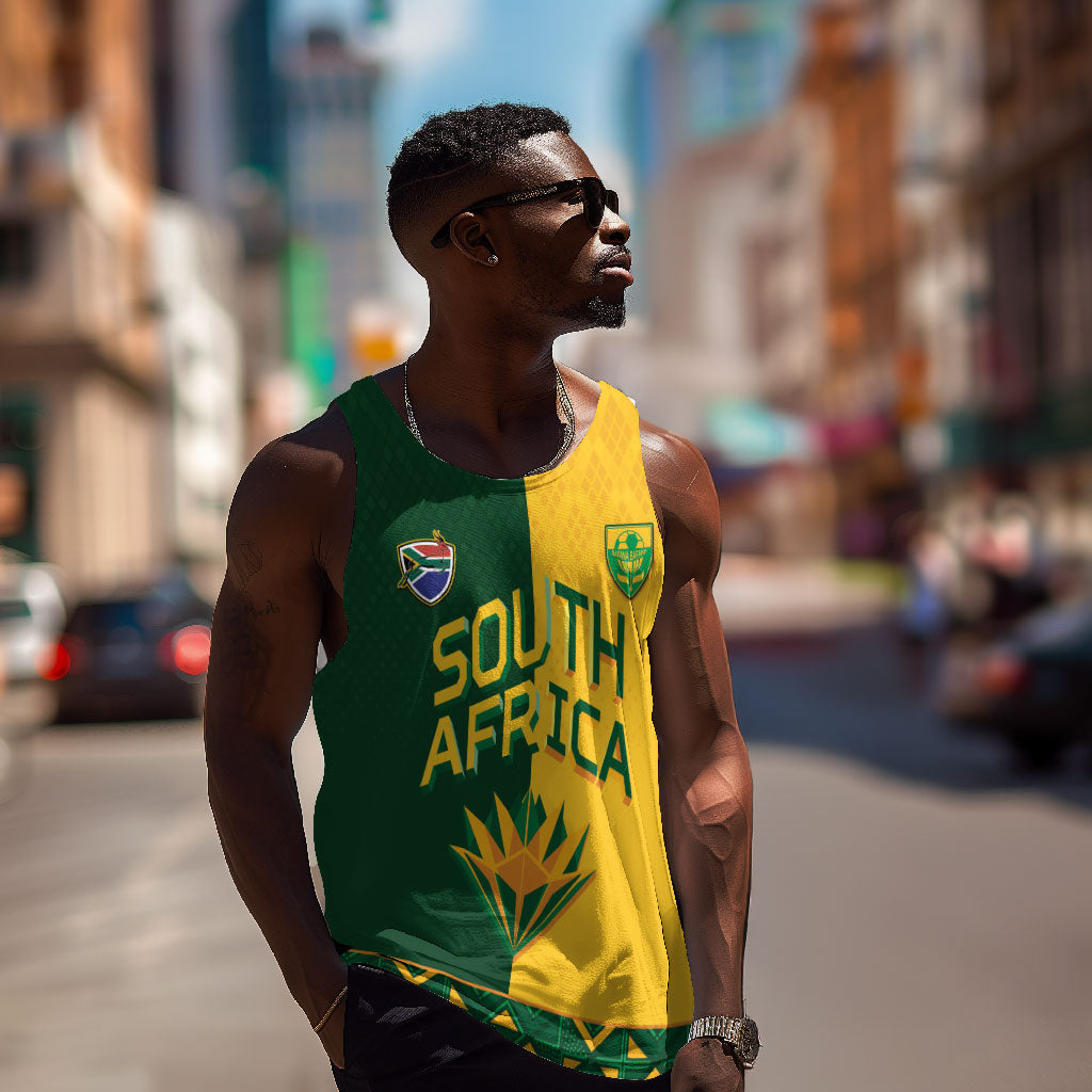 Custom South Africa Football Men Tank Top Diamond Protea Flower Symmetrical Style