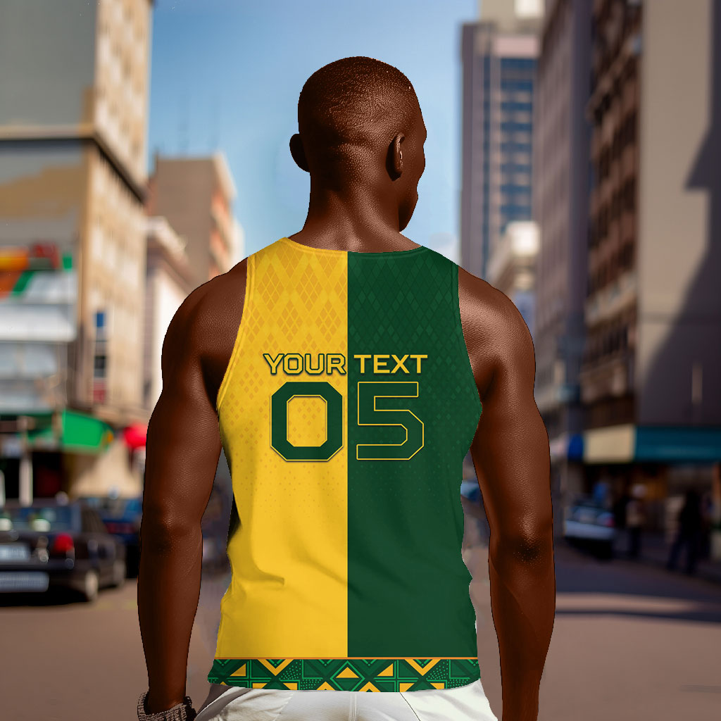 Custom South Africa Football Men Tank Top Diamond Protea Flower Symmetrical Style
