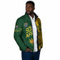 Custom South Africa Football Padded Jacket Diamond Protea Flower Symmetrical Style