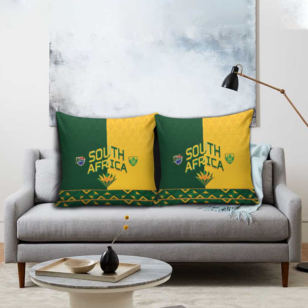 South Africa Football Pillow Cover Diamond Protea Flower Symmetrical Style