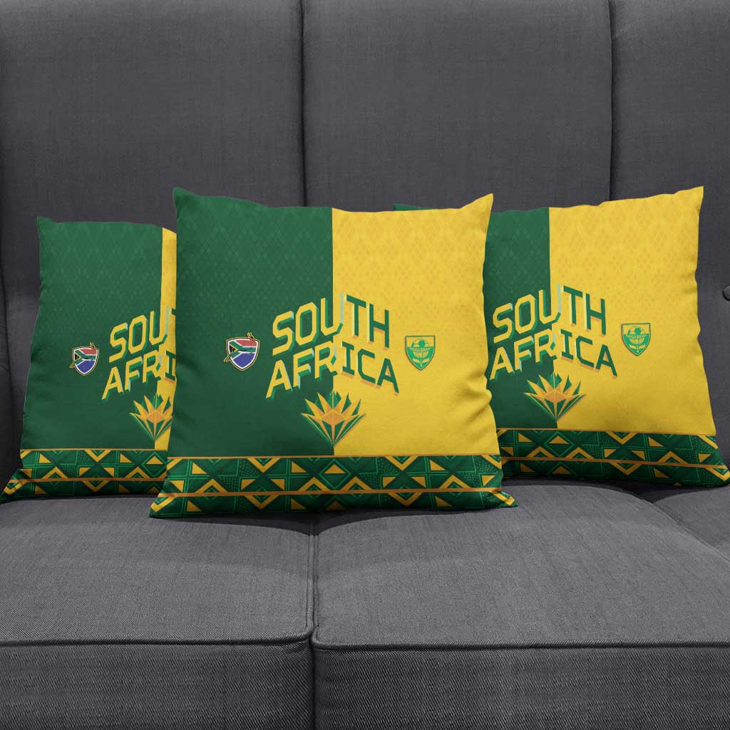 South Africa Football Pillow Cover Diamond Protea Flower Symmetrical Style