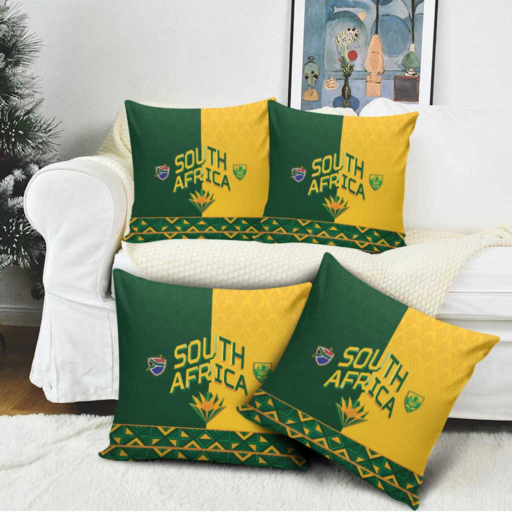 South Africa Football Pillow Cover Diamond Protea Flower Symmetrical Style