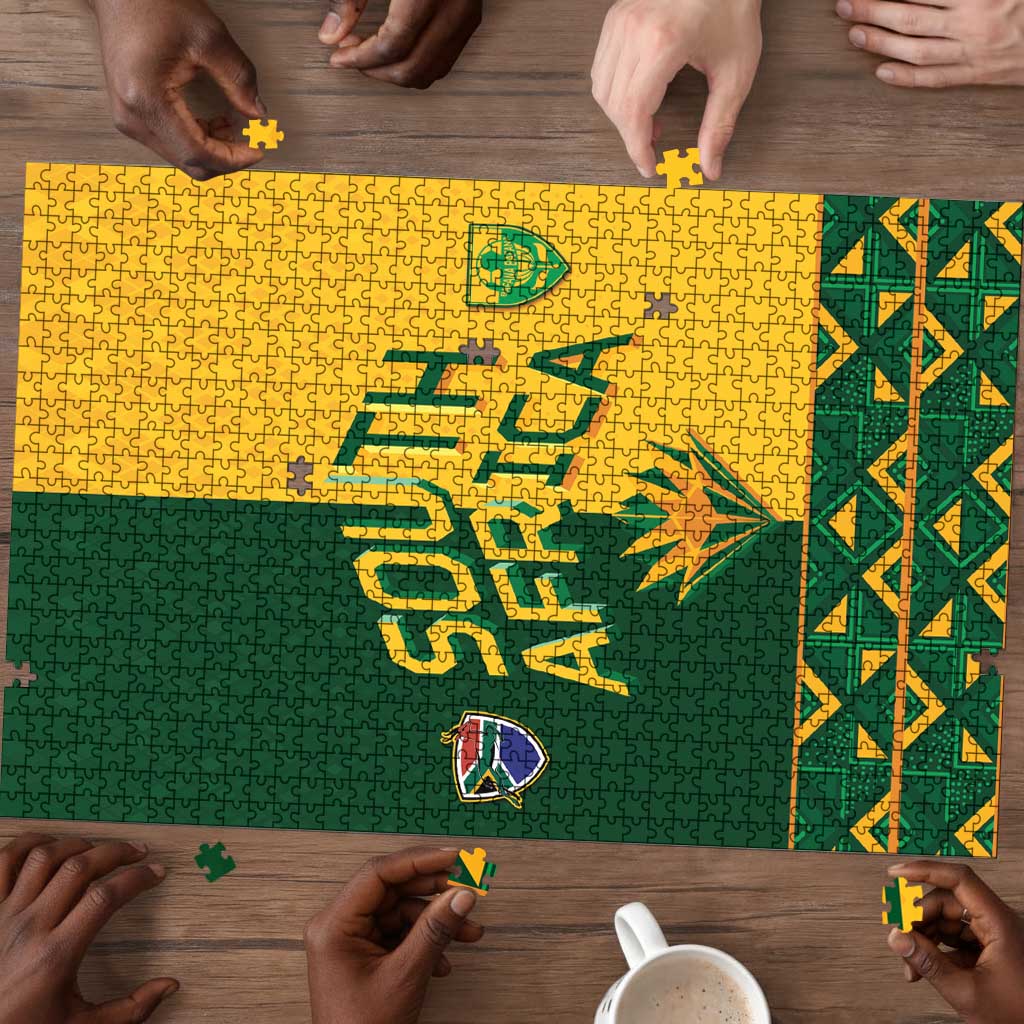 South Africa Football Puzzle Diamond Protea Flower Symmetrical Style